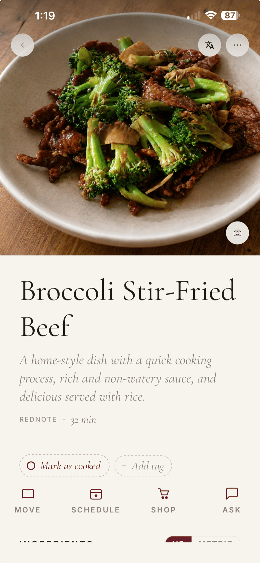 English translation of a Chinese recipe in Shio